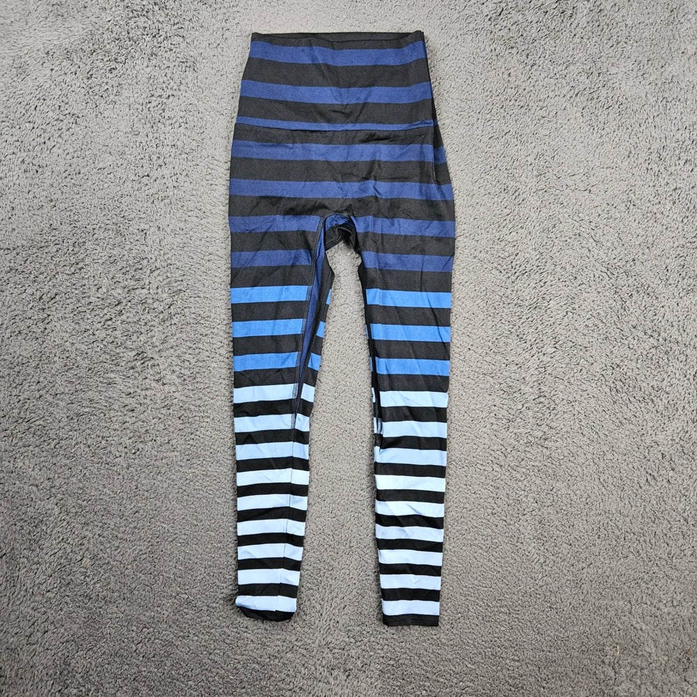 K-DEER Women Blue Ombre Stripe Sneaker Length‎ High Waist Leggings Size S